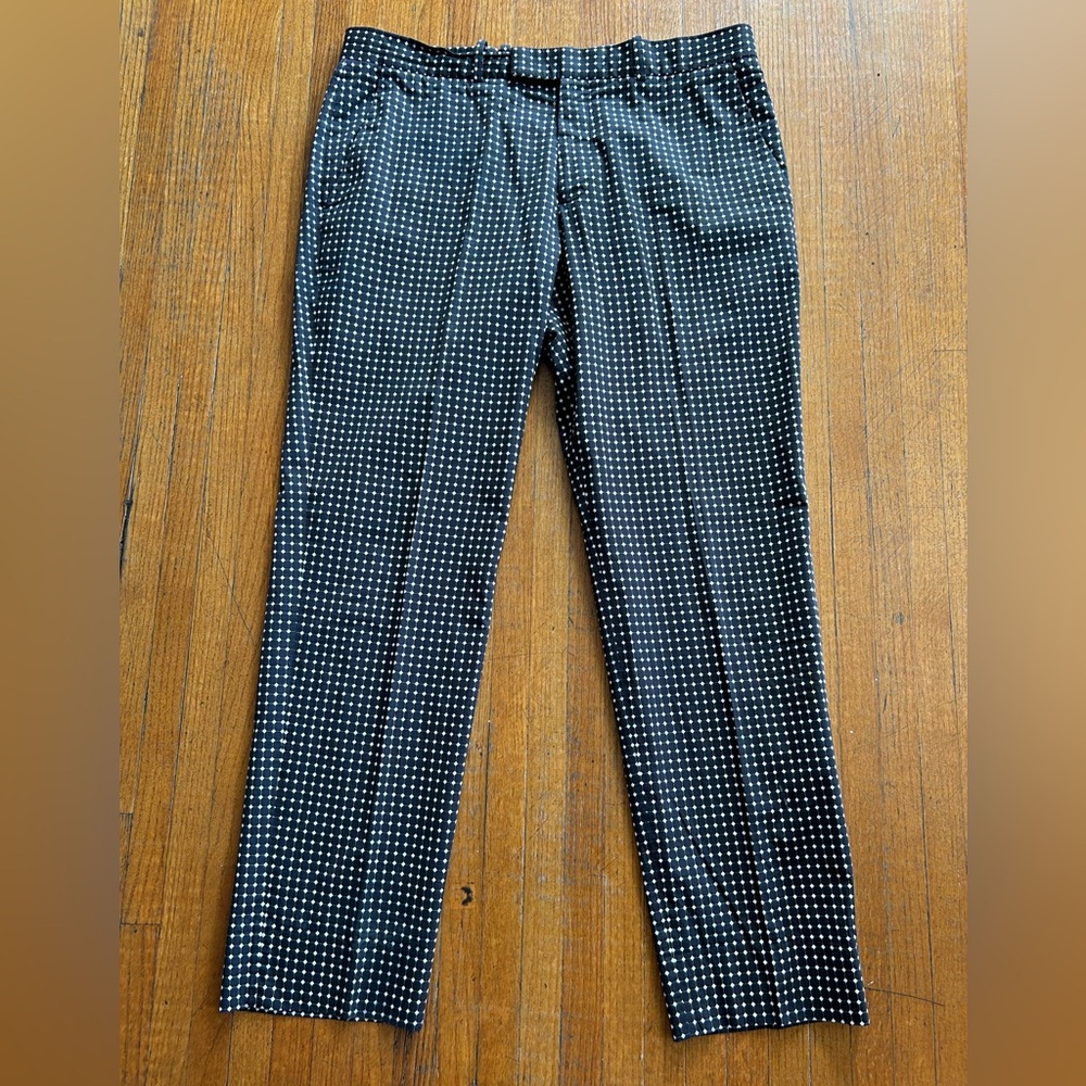 Alexander McQueen Men's Black and White Polka Dot Pants